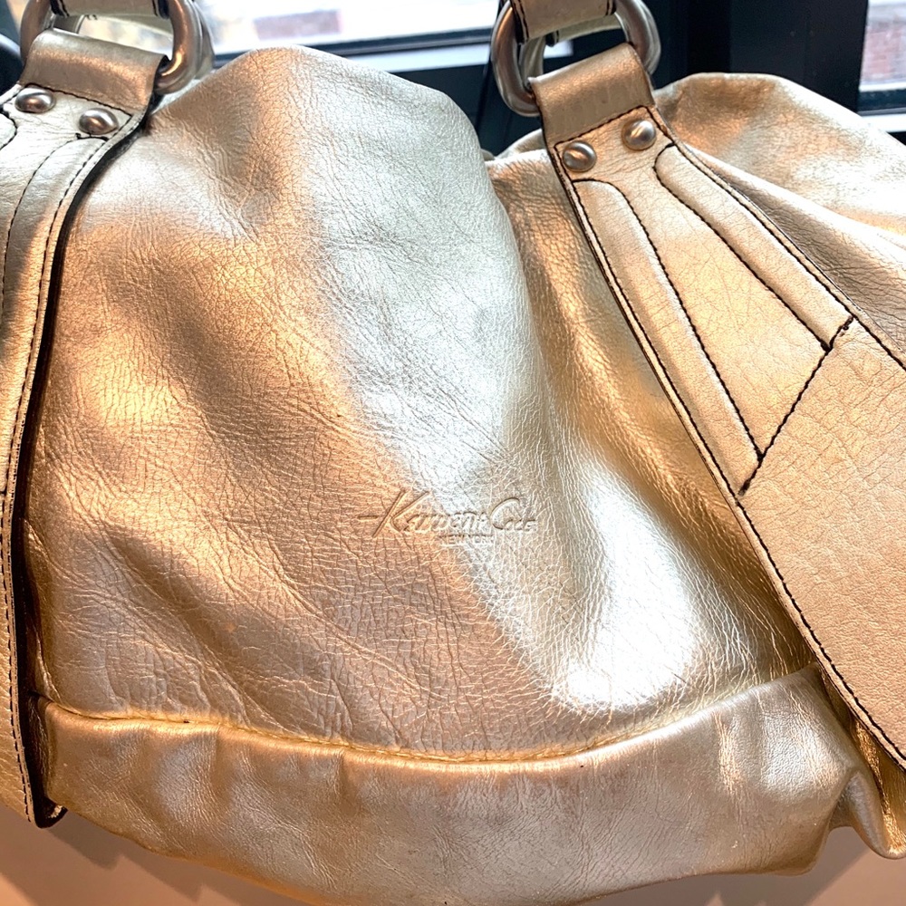 Silver leather Kenneth Cole shoulder bag